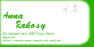 anna rakosy business card